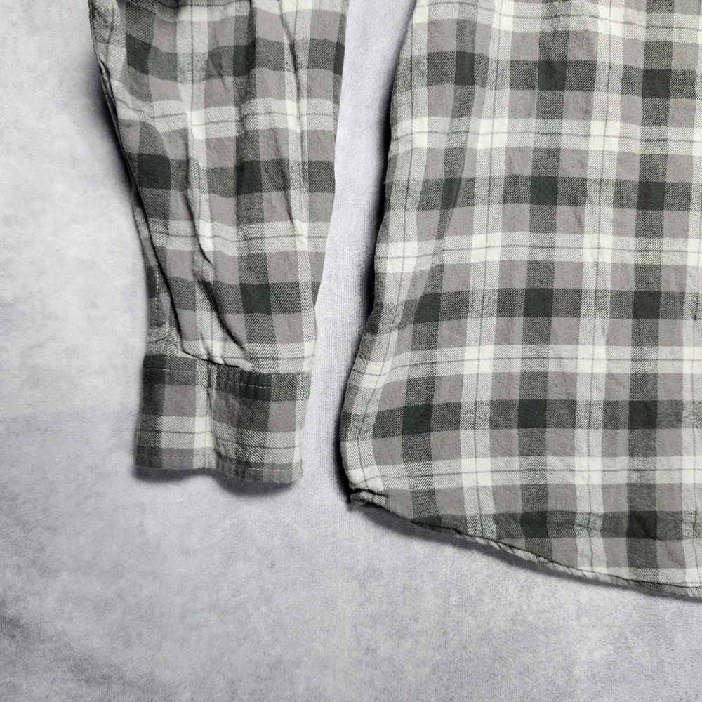 Lucky Brand Mens XXL Gray Plaid Flannel Button Down Shirt Cotton Long Sleeve